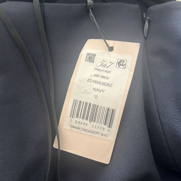 Cinq à Sept Judy Ruched Midi Dress in Navy, NWT, Size 0 - Picture 8 of 9